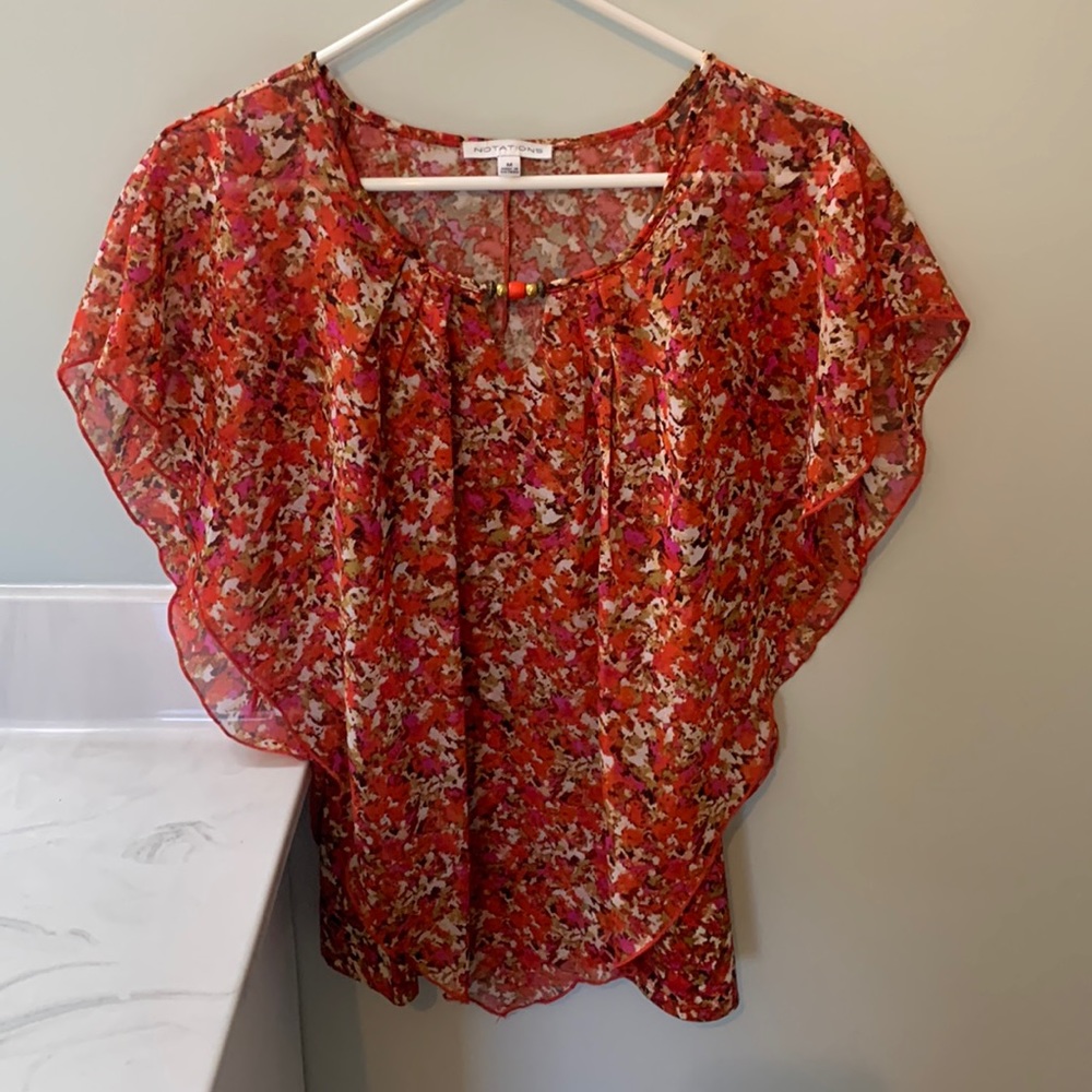 Notations orange,pink, brown blouse - Picture 1 of 3